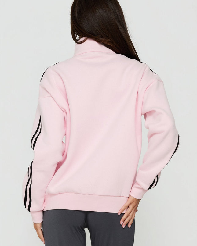 Keeran Funnel Neck Fleece Jumper Pink / Black