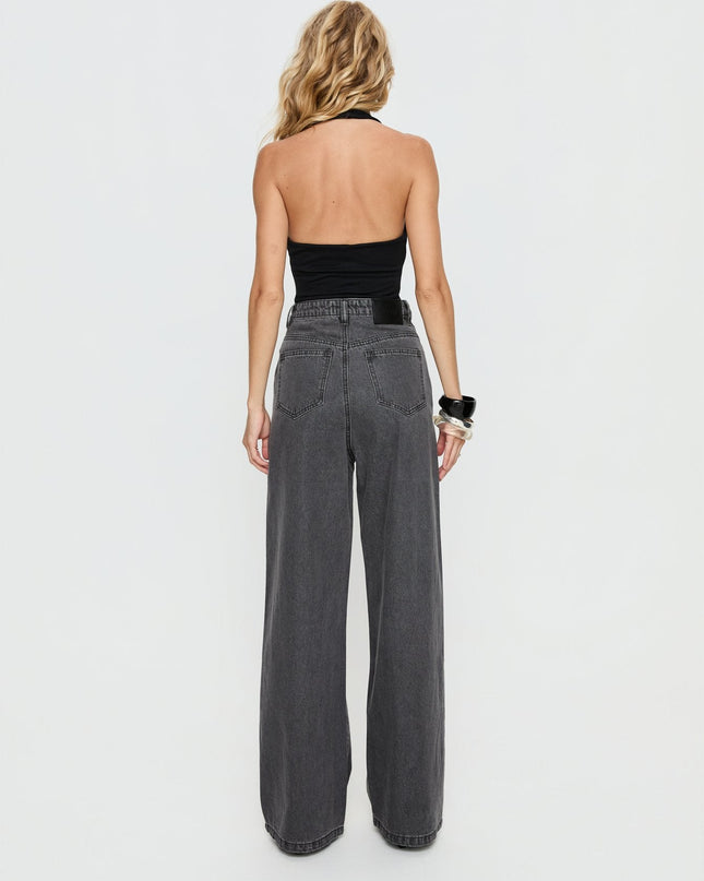 Nicolo High Rise Straight Leg Jeans Washed Grey