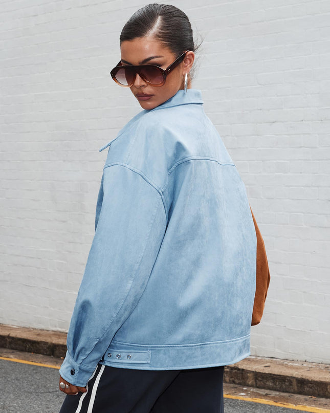 Goldsmith Faux Suede Bomber Jacket Blue