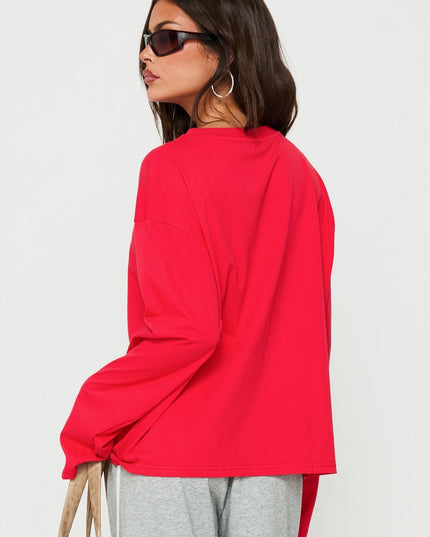 Settle Down Long Sleeve Top Red