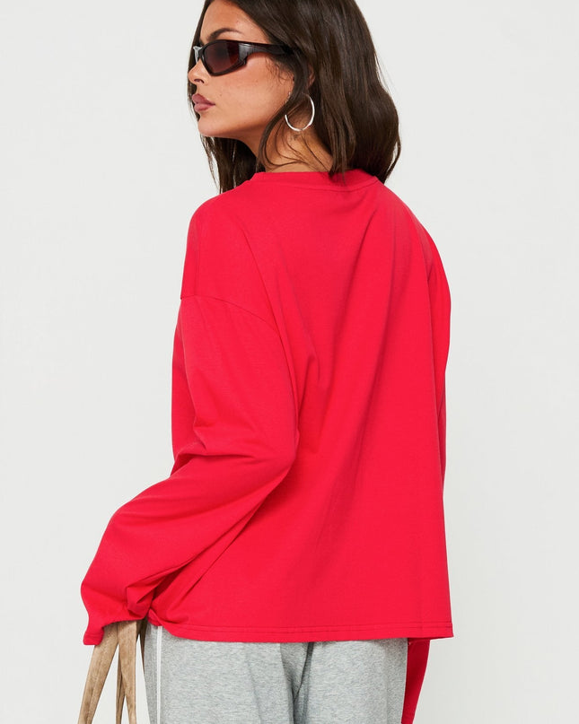 Settle Down Long Sleeve Top Red