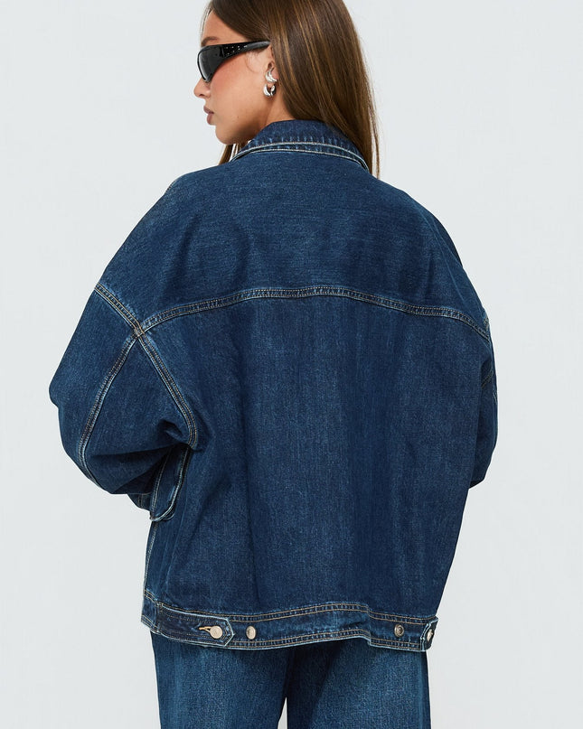 Kier Oversized Jacket Denim Dark Blue Wash