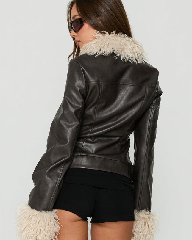 West Coaster Faux Leather Fitted Jacket Black
