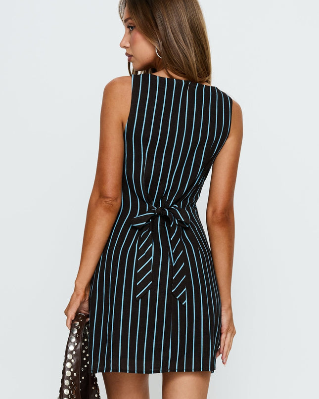 Alfalfa Shift Mini Dress Brown / Blue Stripe