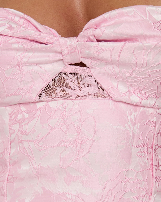 Aubriana Strapless Mini Dress Pink Jacquard
