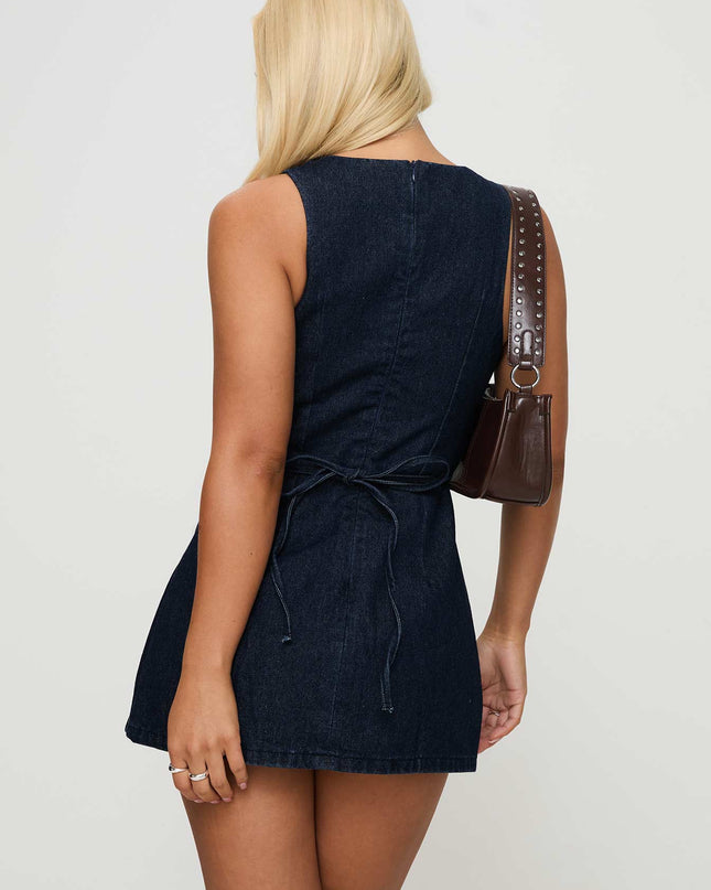Ainsleigh Shift Denim Romper Dark Wash