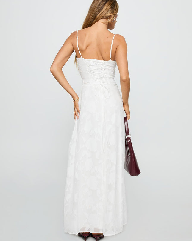 Members Only Maxi Dress White Burnout