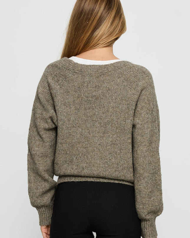 Daelan Wrap Knit Cardigan Brown