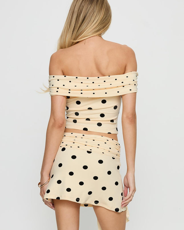 Porzia Wrap Detail Mini Skirt Cream / Polka Dot
