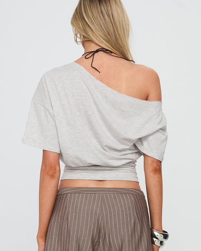 Ashlinn Off Shoulder Drapey Top Grey