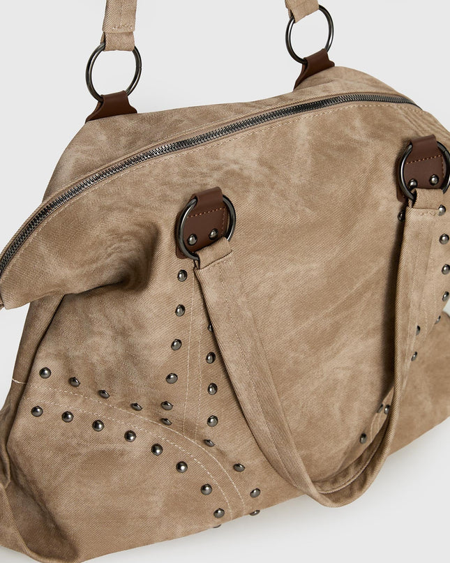 Brittin Stud Detail Shoulder Bag Beige