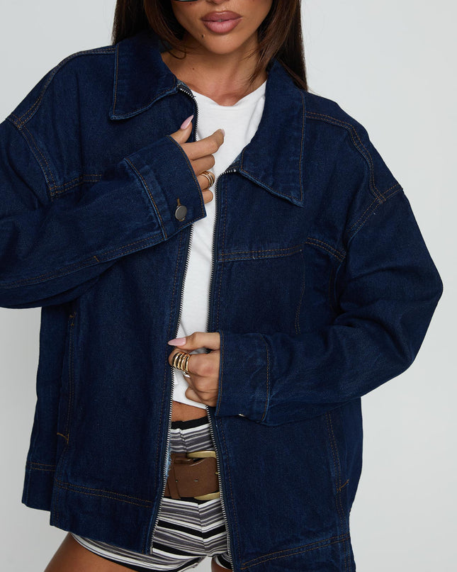 Goldsmith Denim Bomber Jacket Dark Wash