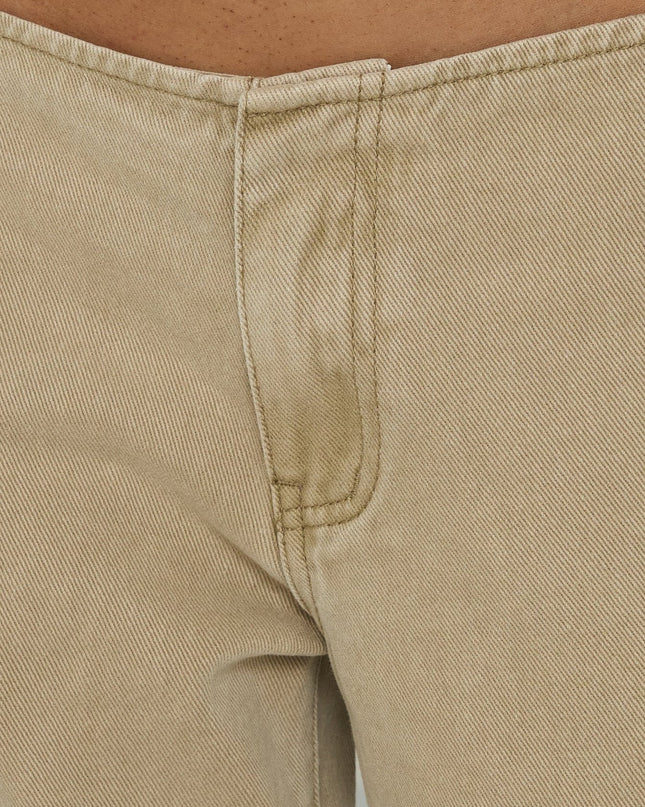 Buenos No Waist Low Rise Straight Leg Jeans Washed Khaki