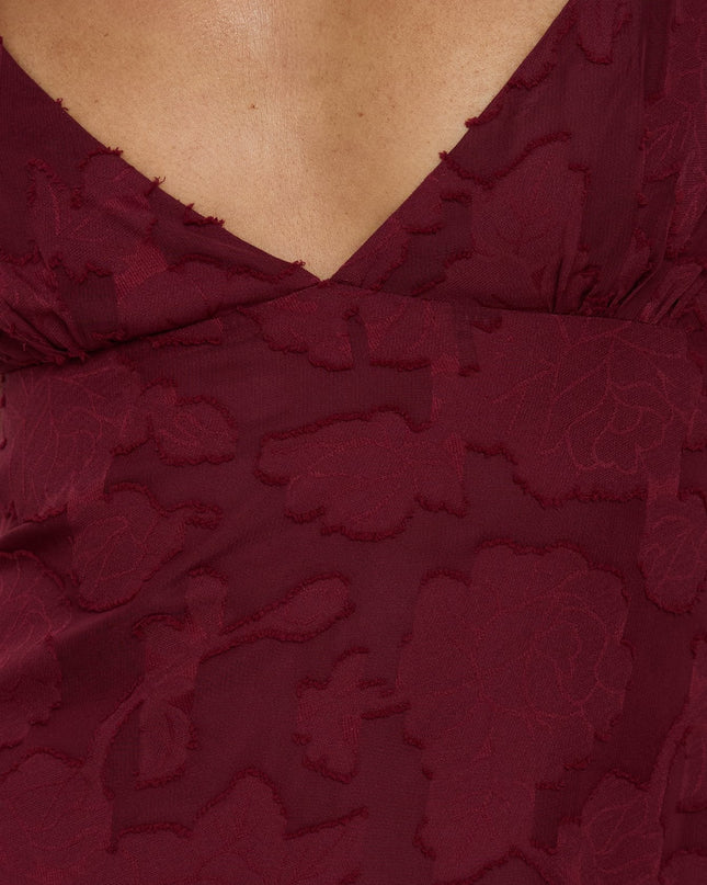 Lyricah Tiered Tie Back Maxi Dress Burgundy Petite