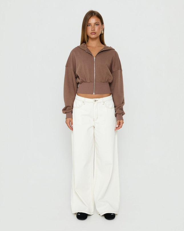 Naylor Mid Rise Wide Leg Jeans Cream