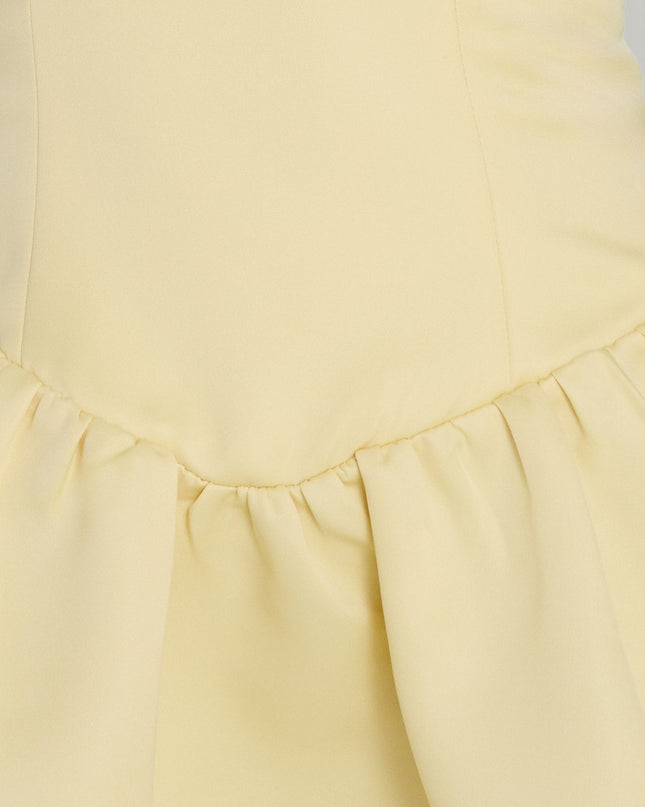 Soft Bloom Drop Waist Strapless Mini Dress Yellow