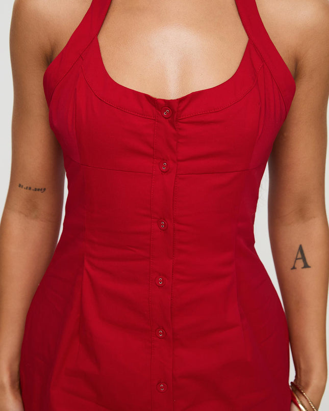 Mallorie Halter Mini Dress Red