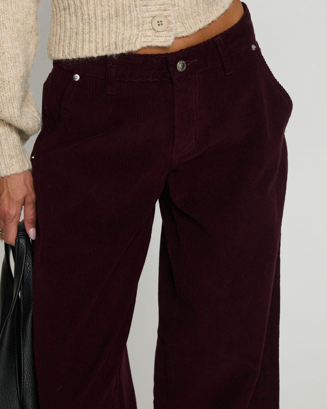 Jacynda Low Waist Wide Leg Corduroy Jeans Currant