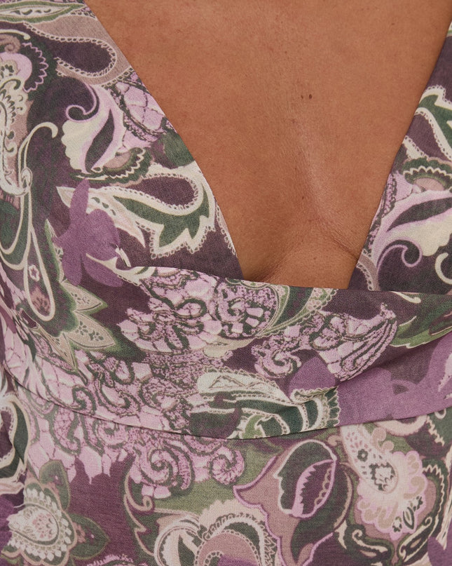Eboni Multi Wear Cowl Neck Top Purple Multi