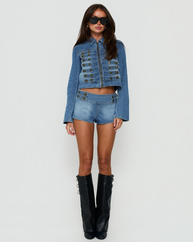 Kingstonn Military Denim Jacket Washed Blue