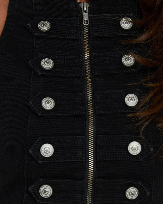 Ashtonn Sleeveless Military Top Black