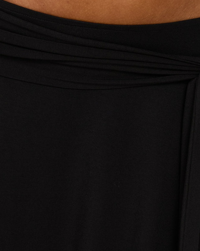 Soft Focus Tie Waist Midi Skirt Black