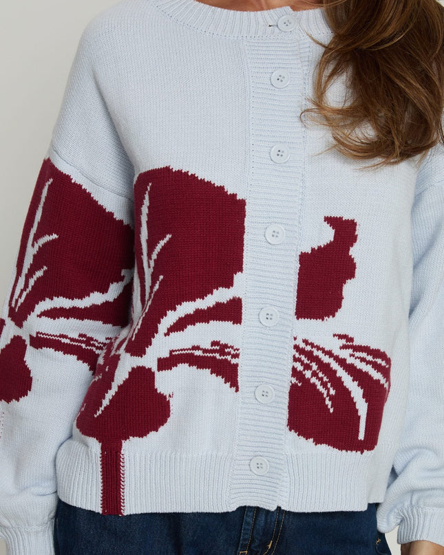 Jalenn Floral Knit Cardigan Blue / Red