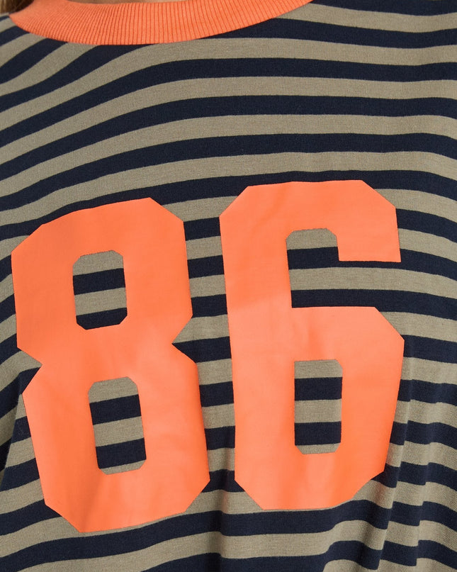All Rounder Long Sleeve Varsity Graphic Top Multi Stripe