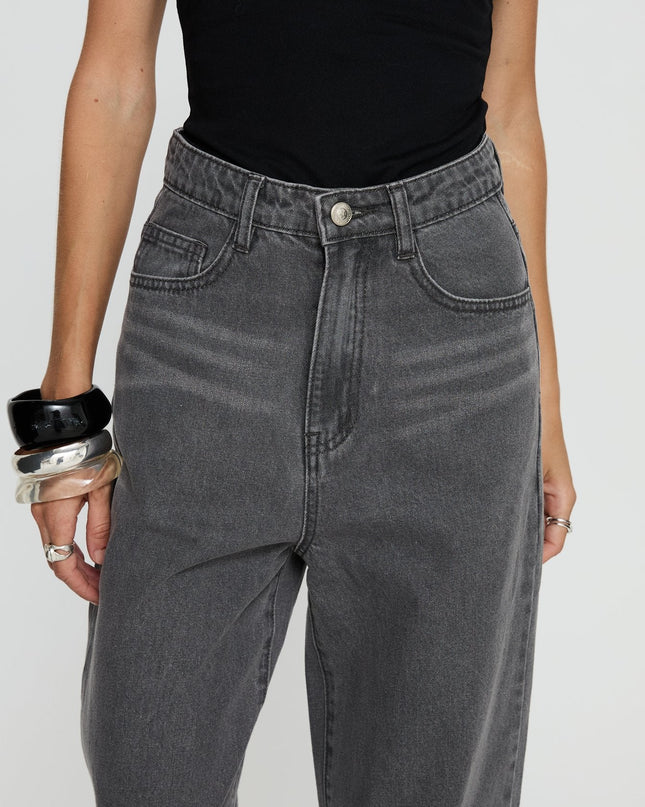 Nicolo High Rise Straight Leg Jeans Washed Grey