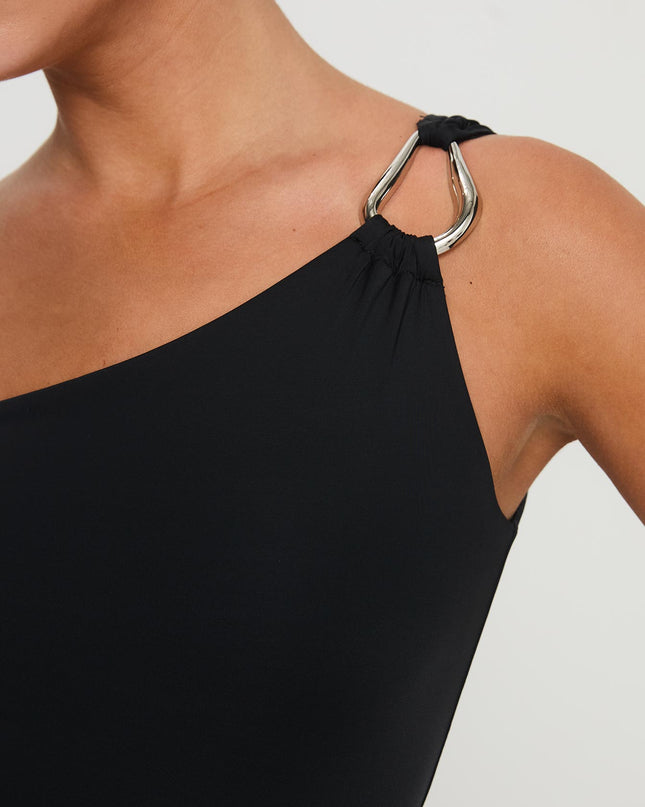 Talija One Shoulder Bodysuit Black