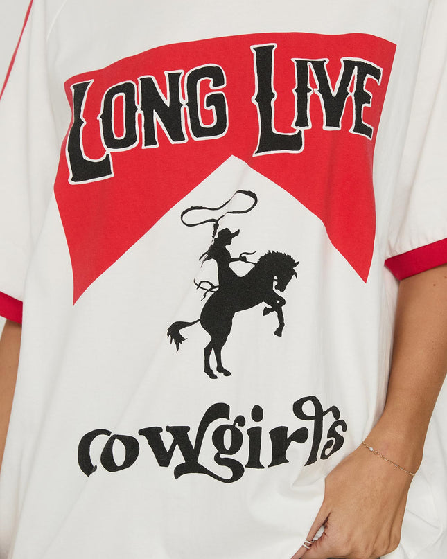 Long Live Cowgirls Oversized Graphic Tee White / Multi