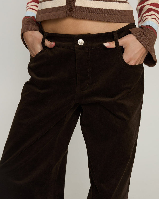Kenza Wide Leg Corduroy Pant Brown