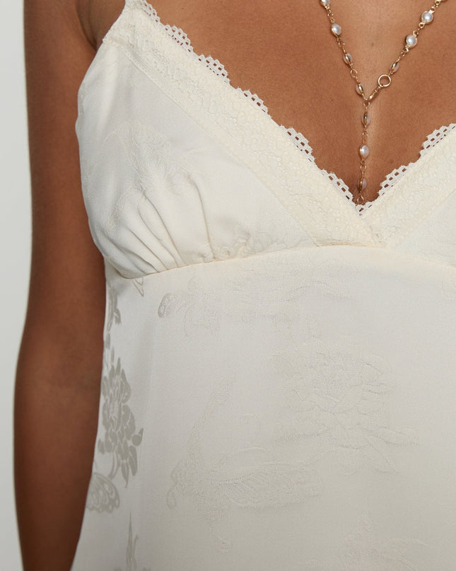 Had Me At Hello Lace Trim Floral Detail Top Cream
