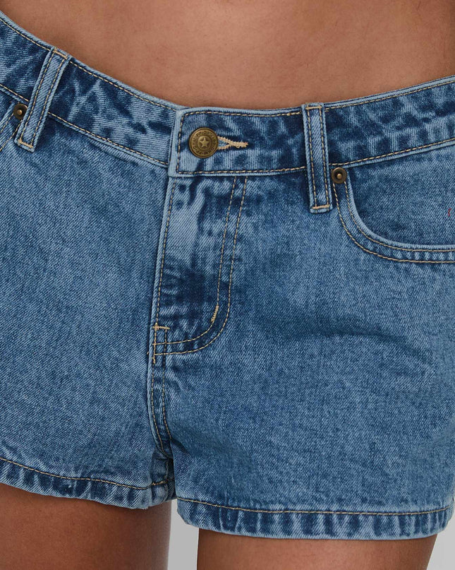 Dreamful Low Rise Mini Denim Shorts Mid Blue Wash