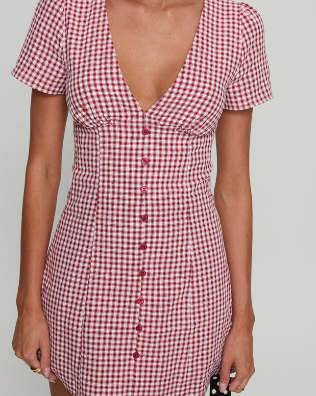 Loveliness Playsuit Red Check