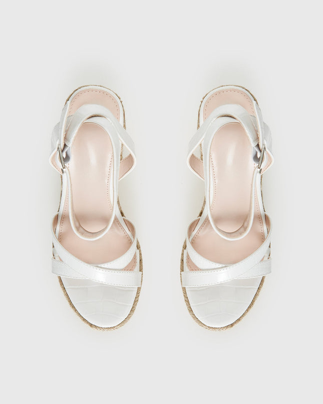 Jesper Espadrille Wedged Heels White Croc