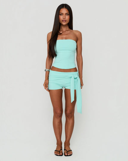 Daily Define Tie Waist Micro Shorts Turquoise