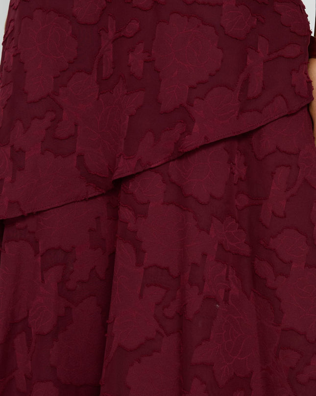 Lyricah Tiered Tie Back Maxi Dress Burgundy Petite