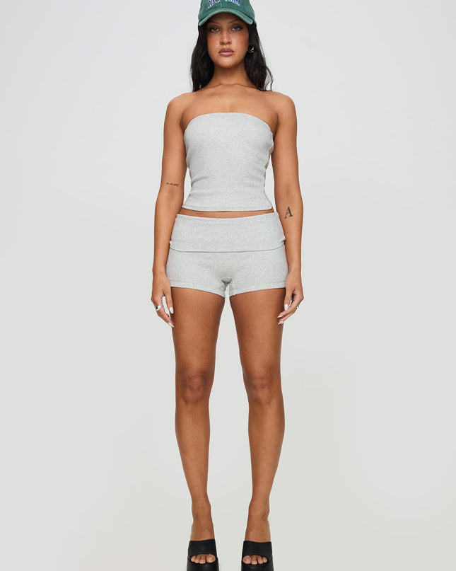 Baseline Strapless Rib Top Grey