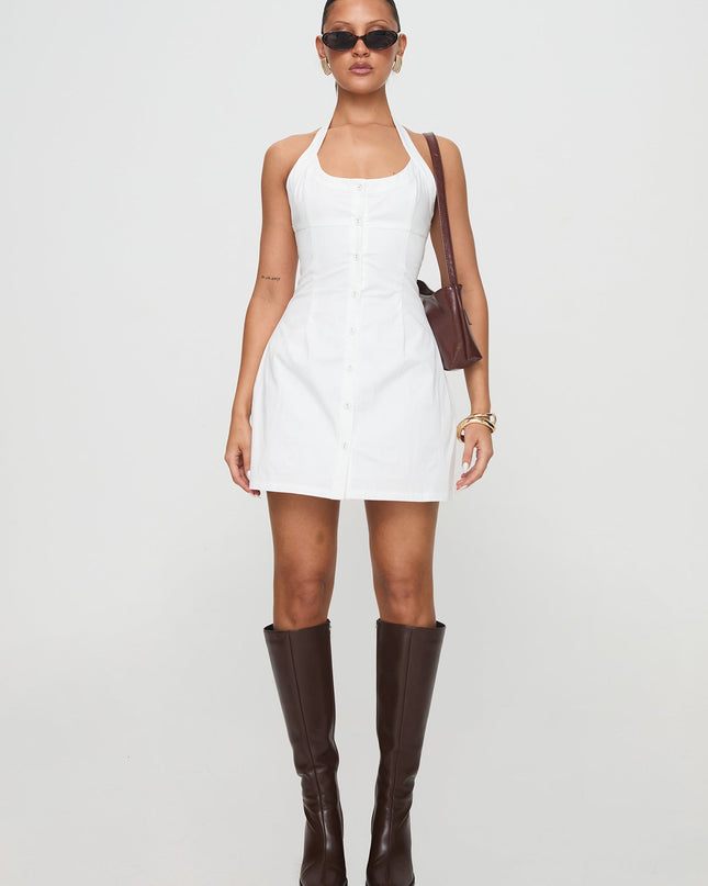 Mallorie Halter Mini Dress White