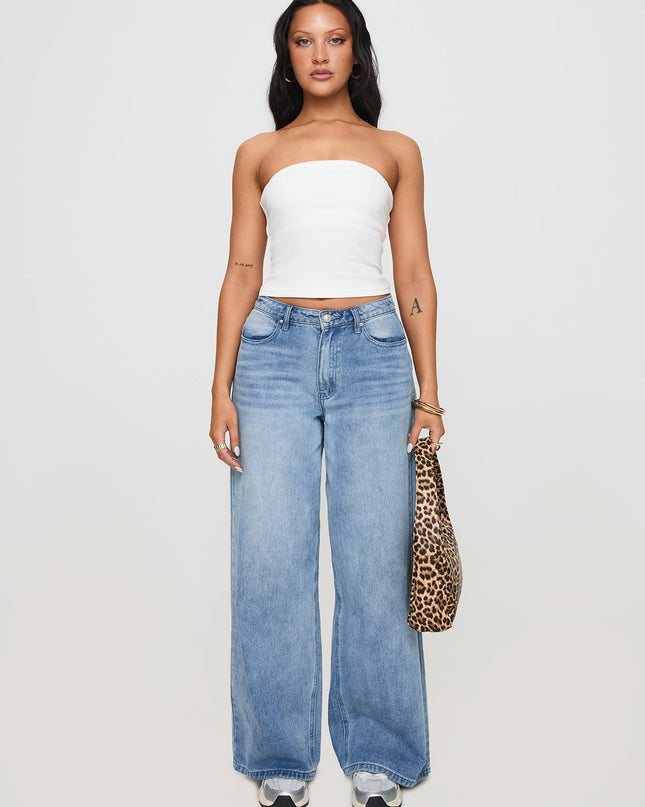 Baseline Strapless Rib Top White