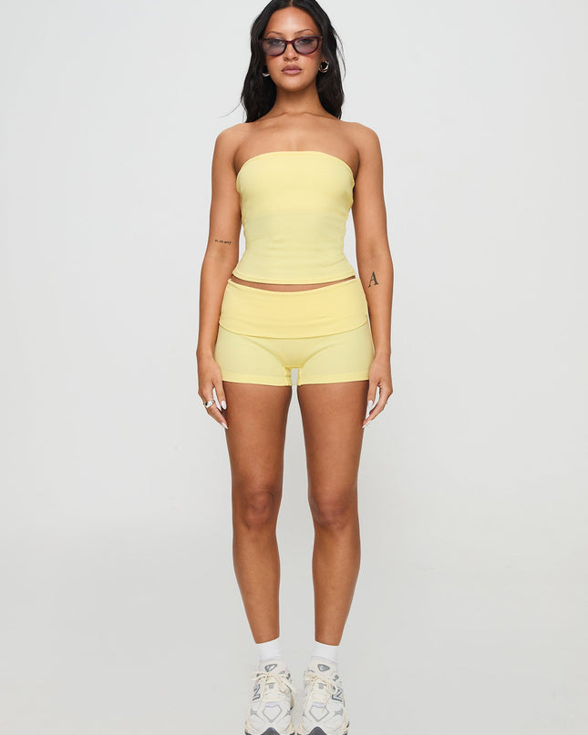 Baseline Strapless Rib Top Yellow