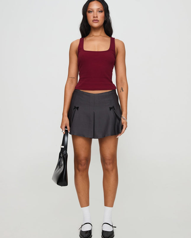Baseline Square Neck Rib Tank Top Red
