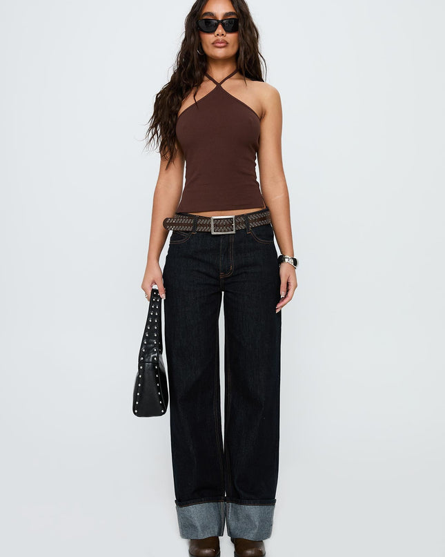 Baseline Halter Rib Top Chocolate