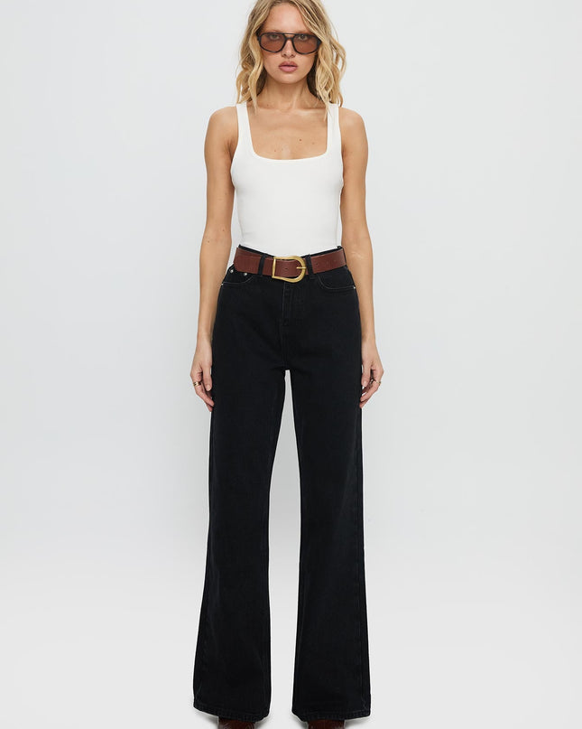 Maple Mid Rise Flare Washed Black