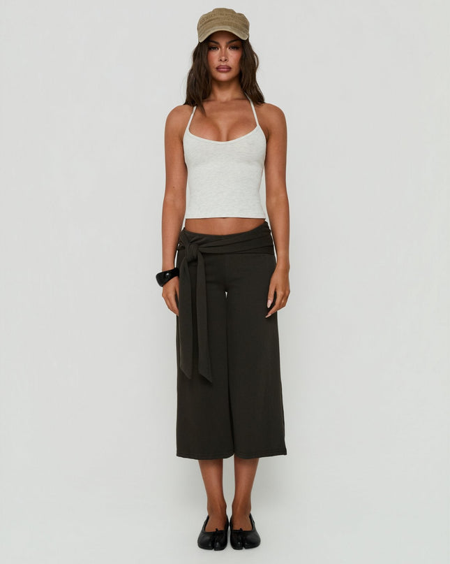 Cecilly Trim Racerback Top Grey Marle