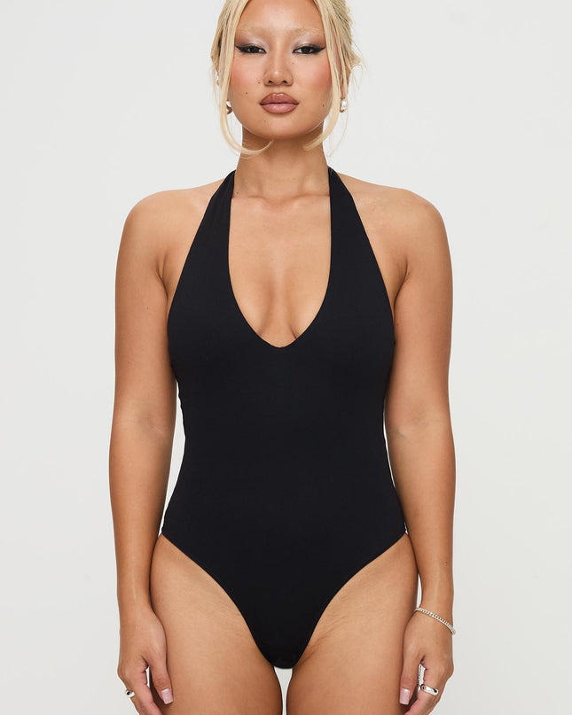 Someone New Halter Bodysuit Black