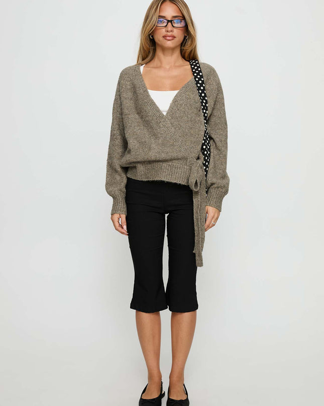 Daelan Wrap Knit Cardigan Brown