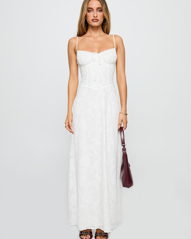Members Only Maxi Dress White Burnout