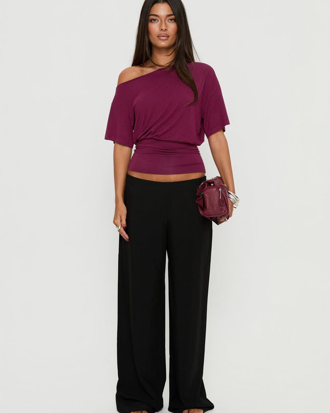 Khane Low Rise Wide Leg Pant Black